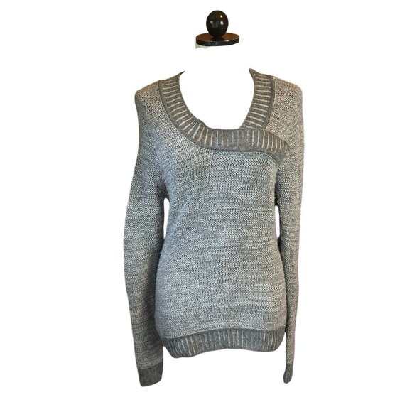 Toad&Co Horny Toad MERINO WOOL Eclair Sweater Gray V- Neck Long sleeve Ribbed M - Picture 1 of 9